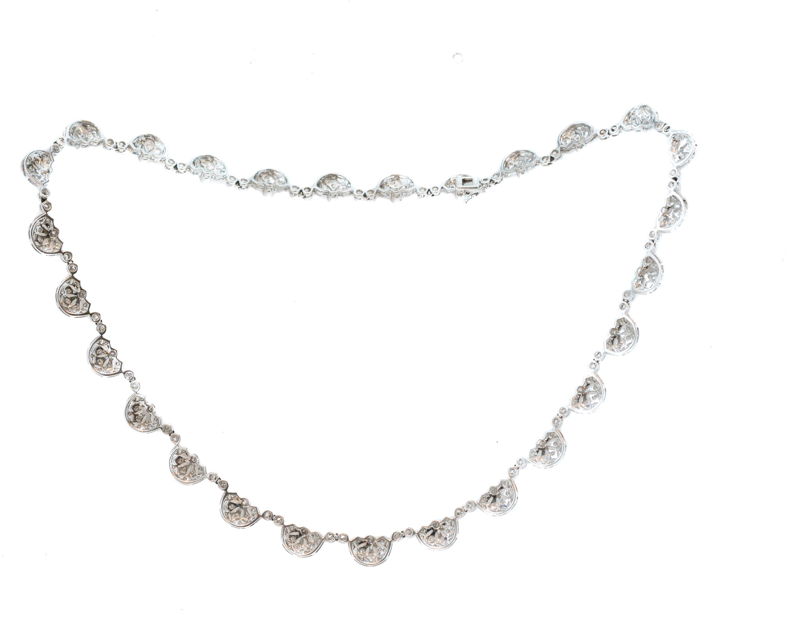 Contemporary 3 Carat Diamond and 18 Karat White Gold Princess Necklace