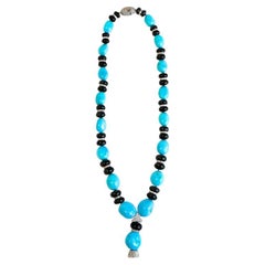 3 Carat Diamond and Turquoise Necklace