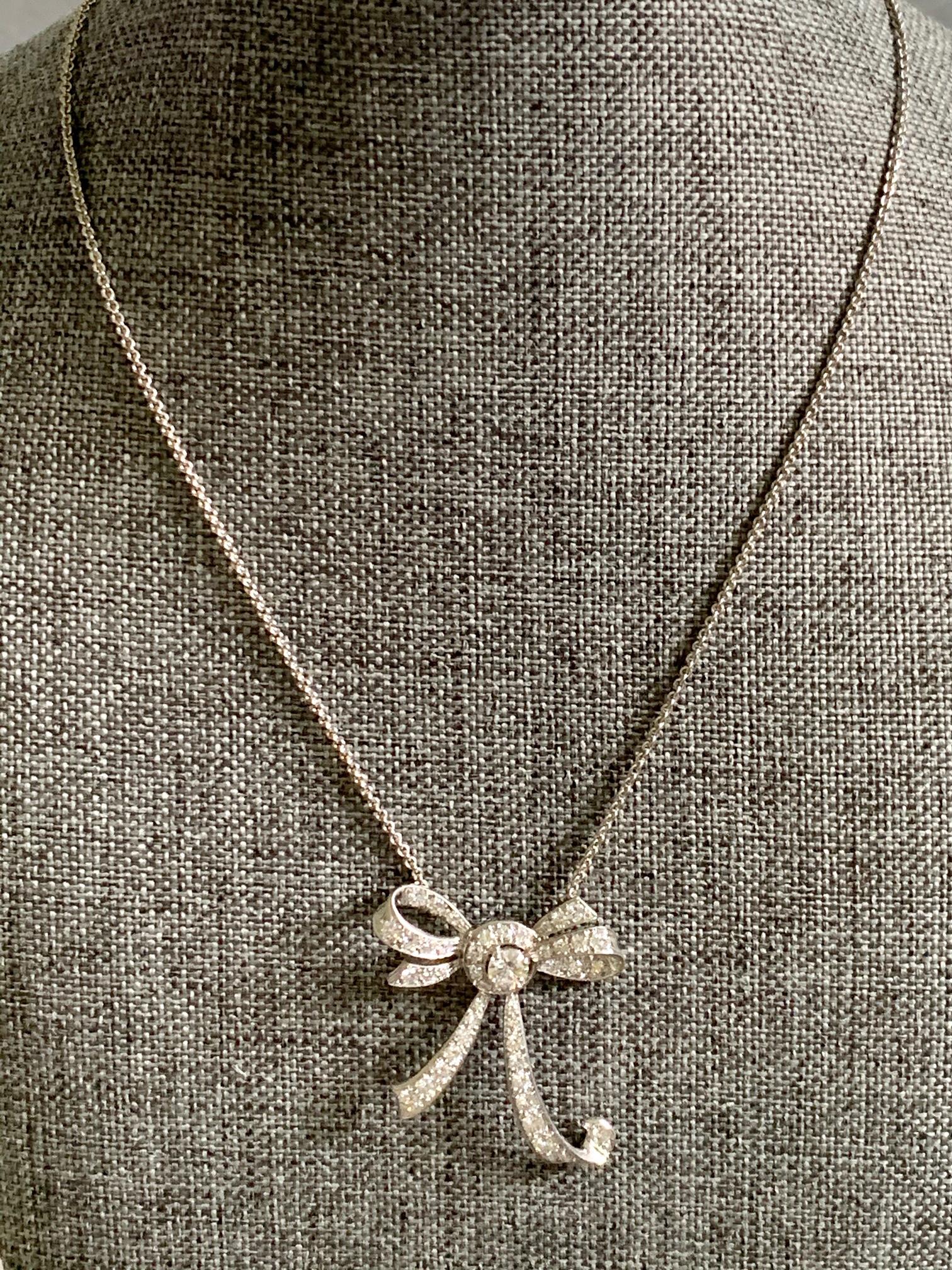 Women's 3 Carat Diamond Bow Platinum Necklace