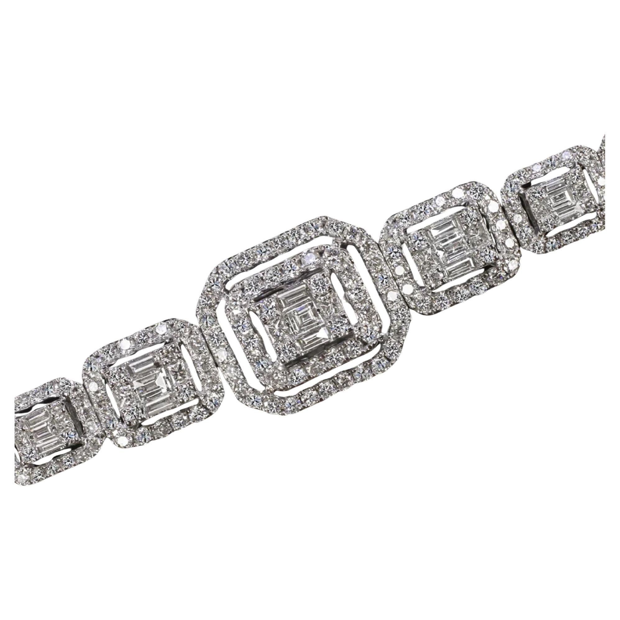  3 carats of bright white and eye clean diamonds

- Clusters of round and baguette cut diamonds create the illusion of large emerald cut center stones. Big look for a fantastic value!

- Diamonds are well cut for fantastic sparkle!

- Classic 14k
