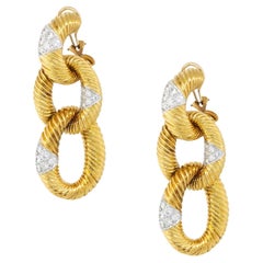 3 Carat Diamond Cluster Door Knocker Earrings 18 Karat in Stock