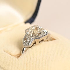 3 Carat Diamond Engagement Ring. GIA Emerald Cut Diamond Platinum Halo Ring IVS2