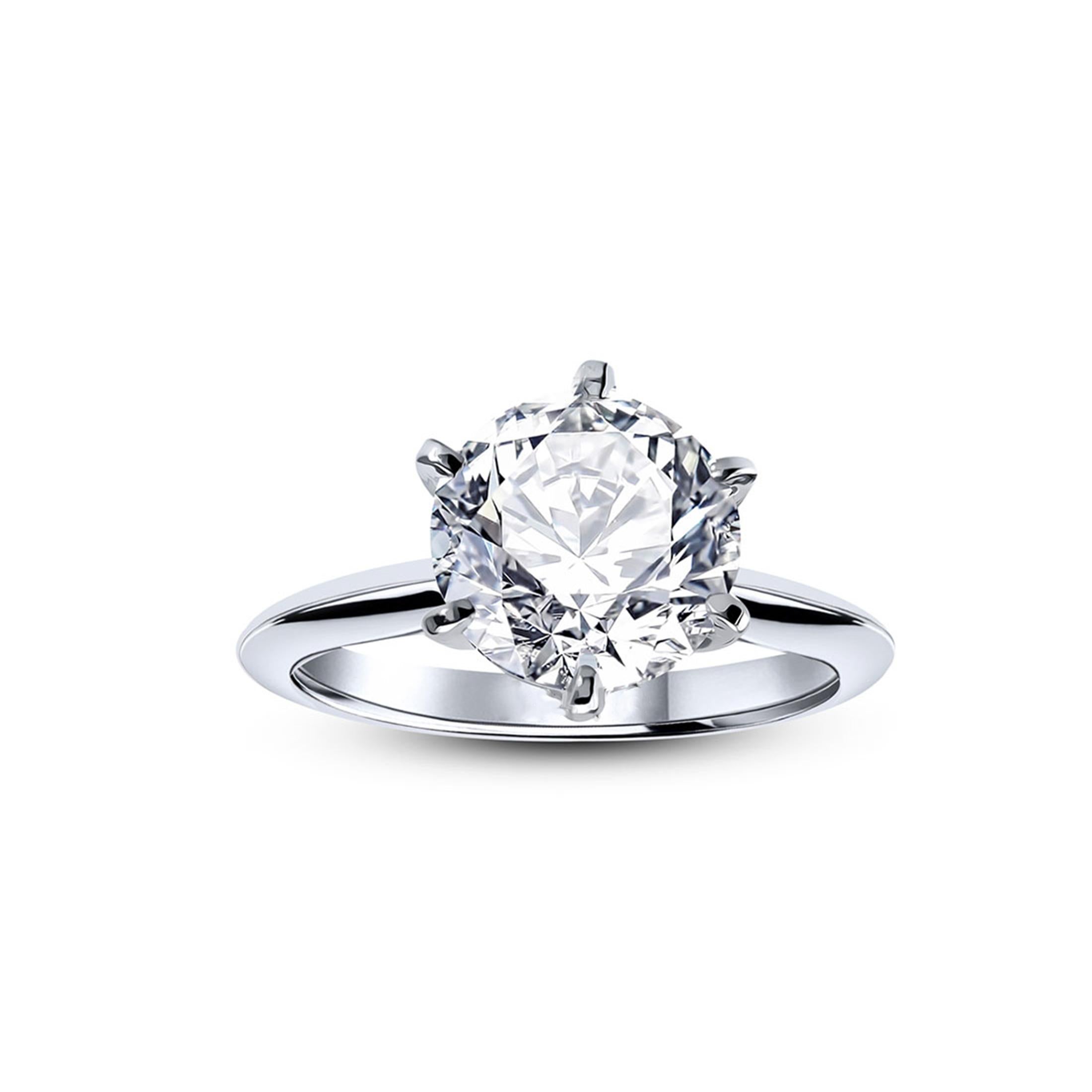 For Sale:  3 Carat Diamond Engagement Ring in 18K White Gold, Certified G Color 4