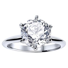 3 Carat Diamond Engagement Ring in 18K White Gold, Certified G Color