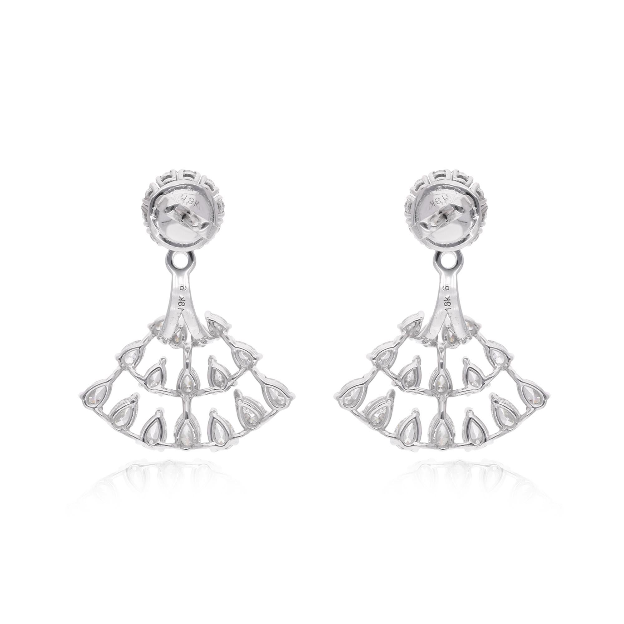 Pendientes en forma de abanico de diamantes de 3 quilates en oro blanco de 18 quilates Joyería fina en Nuevo estado para la venta en Diera, Dubai