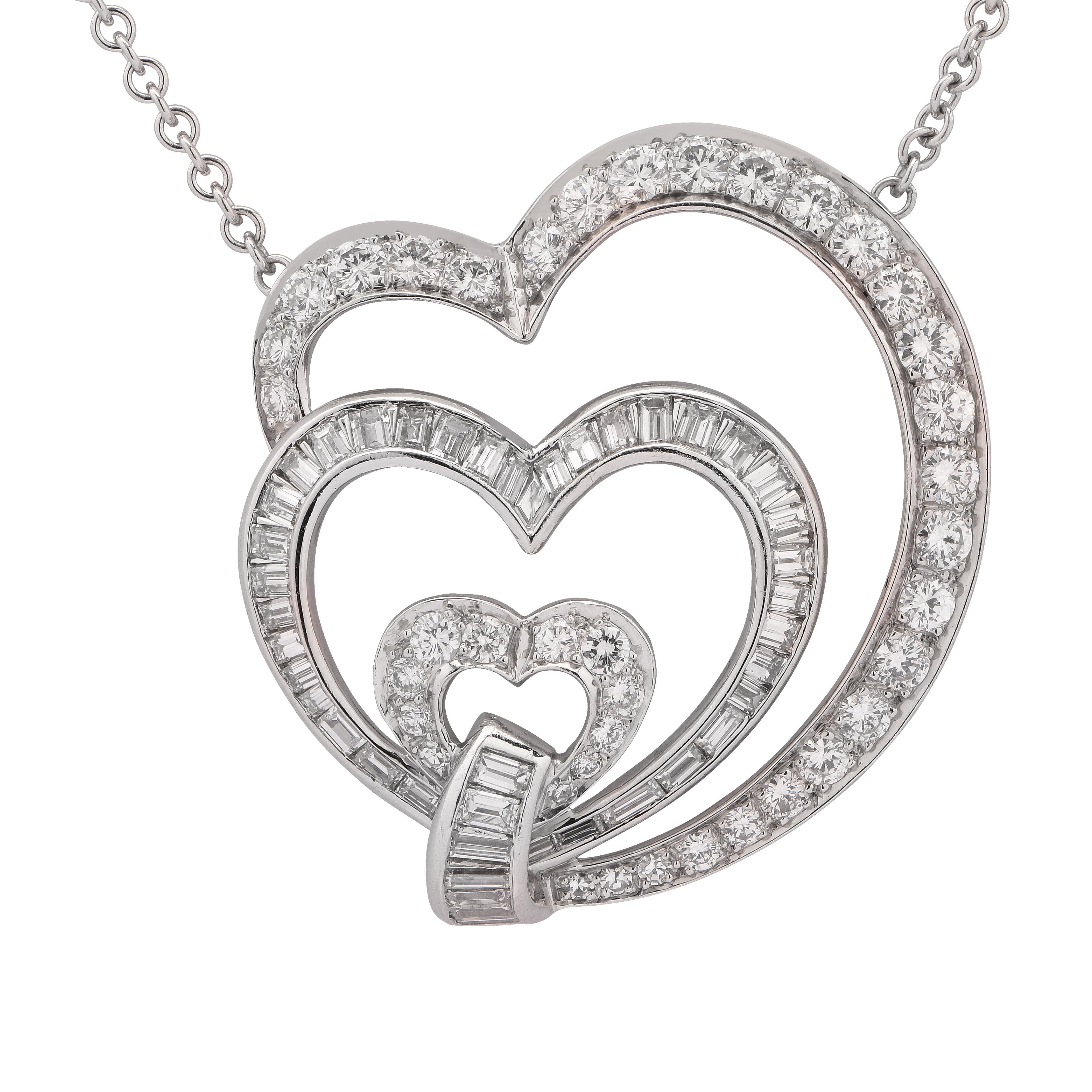 3/8ct Solitaire Diamond Heart Pendant Necklace 14K White Gold