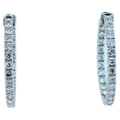 3 Karat Diamant-Creolen aus 14 Karat Weißgold Klassisch Medium mit vier Karat
