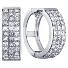 3 Carat Diamond Hoops Earrings In 18k Gold