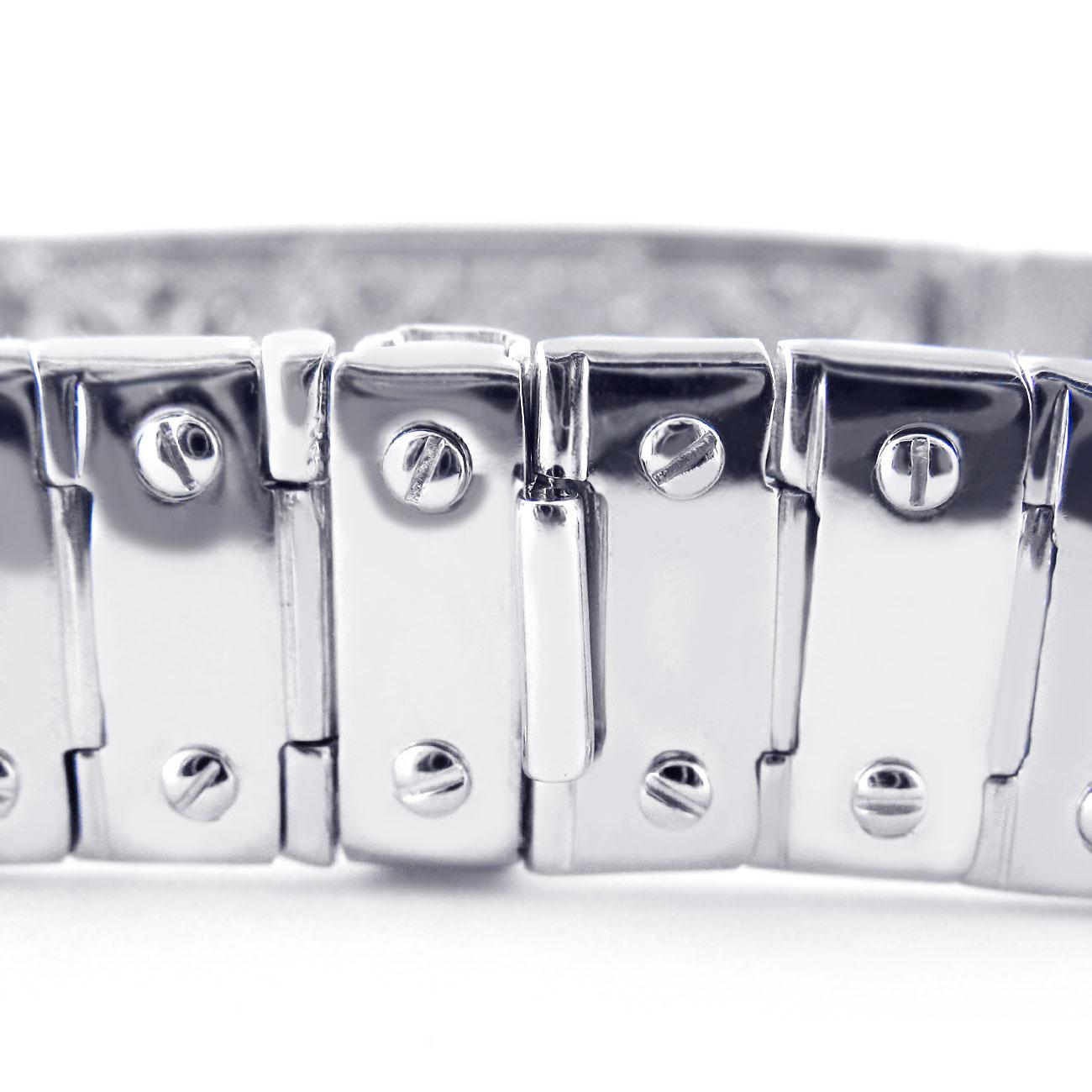 14K Solid White Gold 3 Carat Diamond ID Screw Link Men's Bracelet 57.9 g 8.25