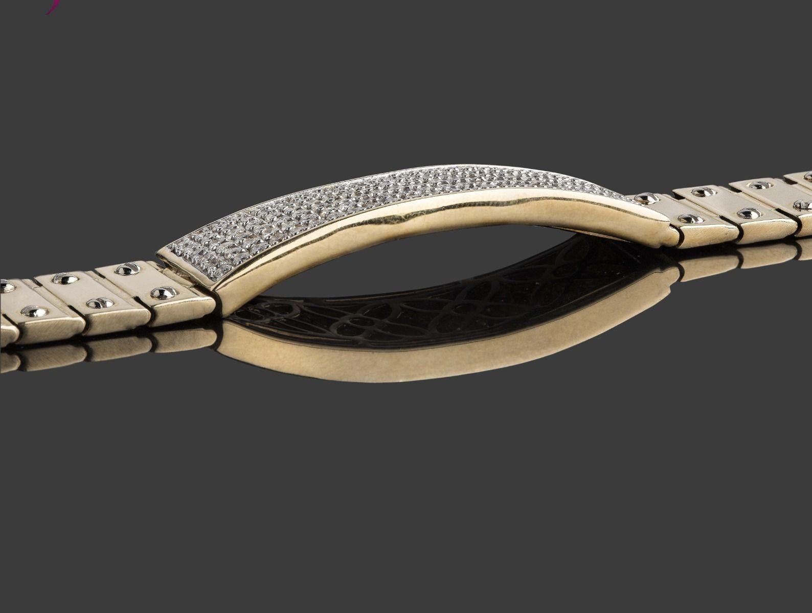 3 Carat Diamond ID Screw Link Men's Bracelet 14k Solid Yellow Gold 59.6g 8