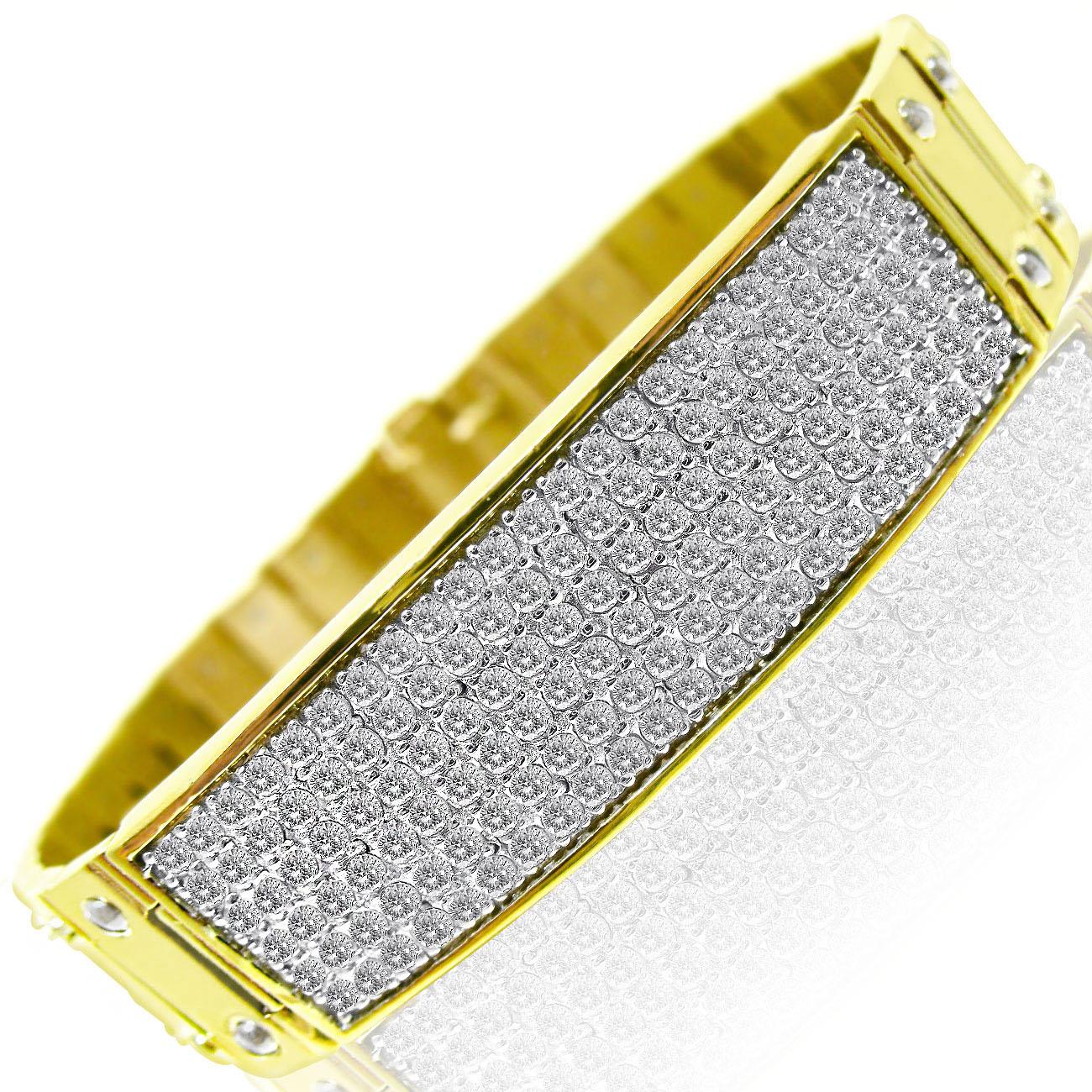 3 Carat Diamond ID Screw Link Men's Bracelet 14k Solid Yellow Gold 59.6g 8