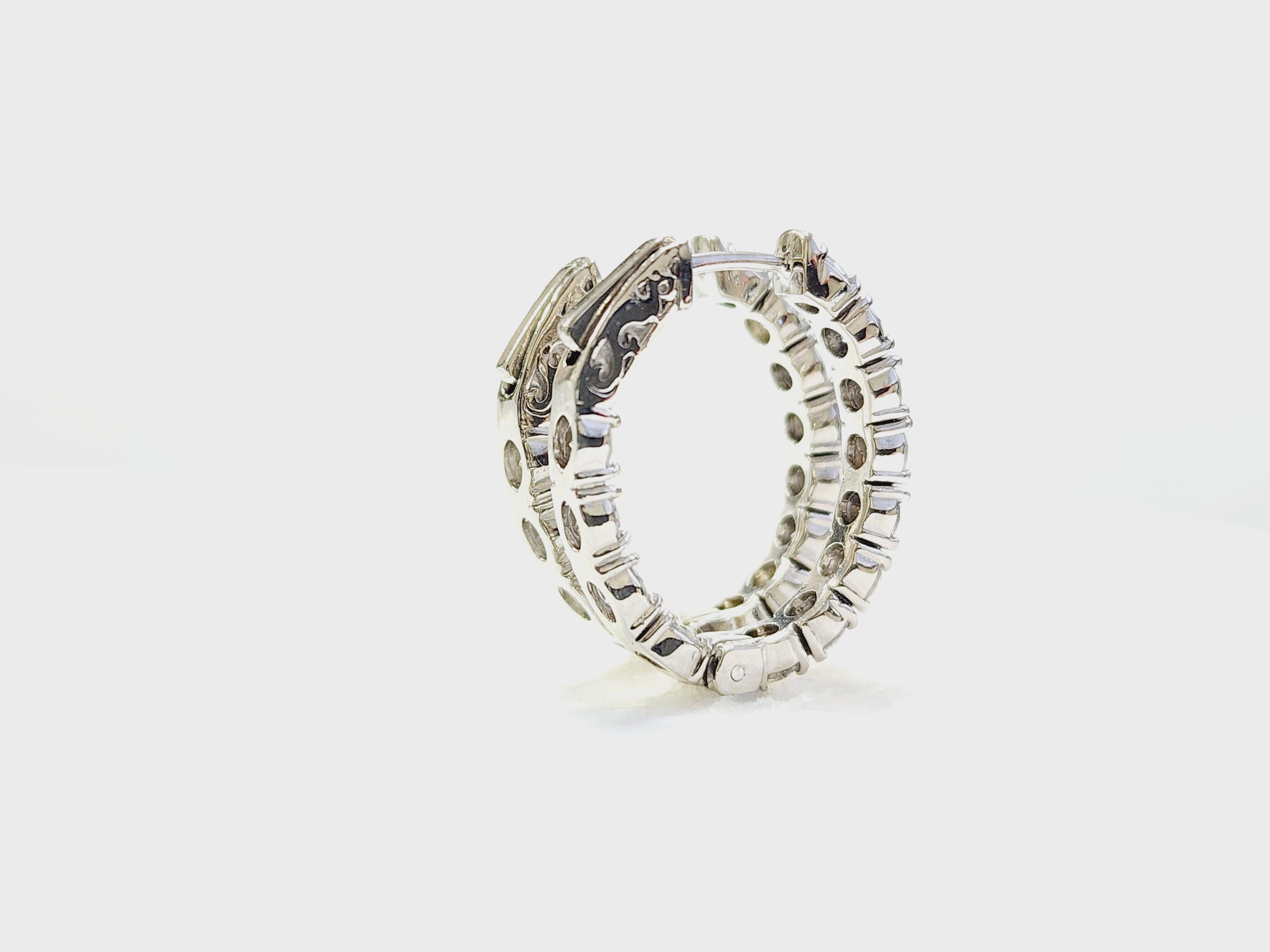 Pendientes Aros Ovalados Diamante Natural 3 Quilates Oro Blanco 14 Kilates en venta 14