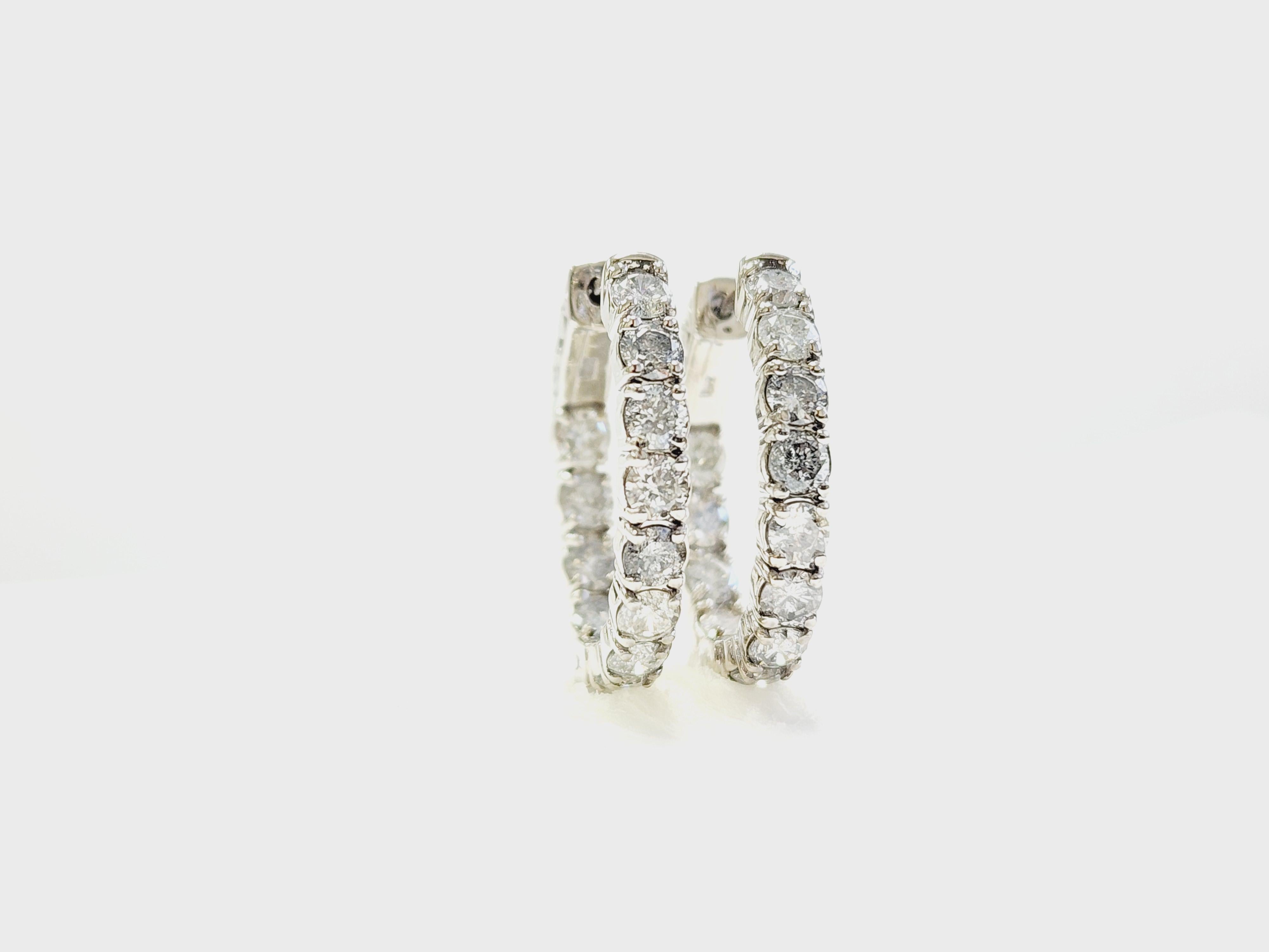 Pendientes Aros Ovalados Diamante Natural 3 Quilates Oro Blanco 14 Kilates en venta 16