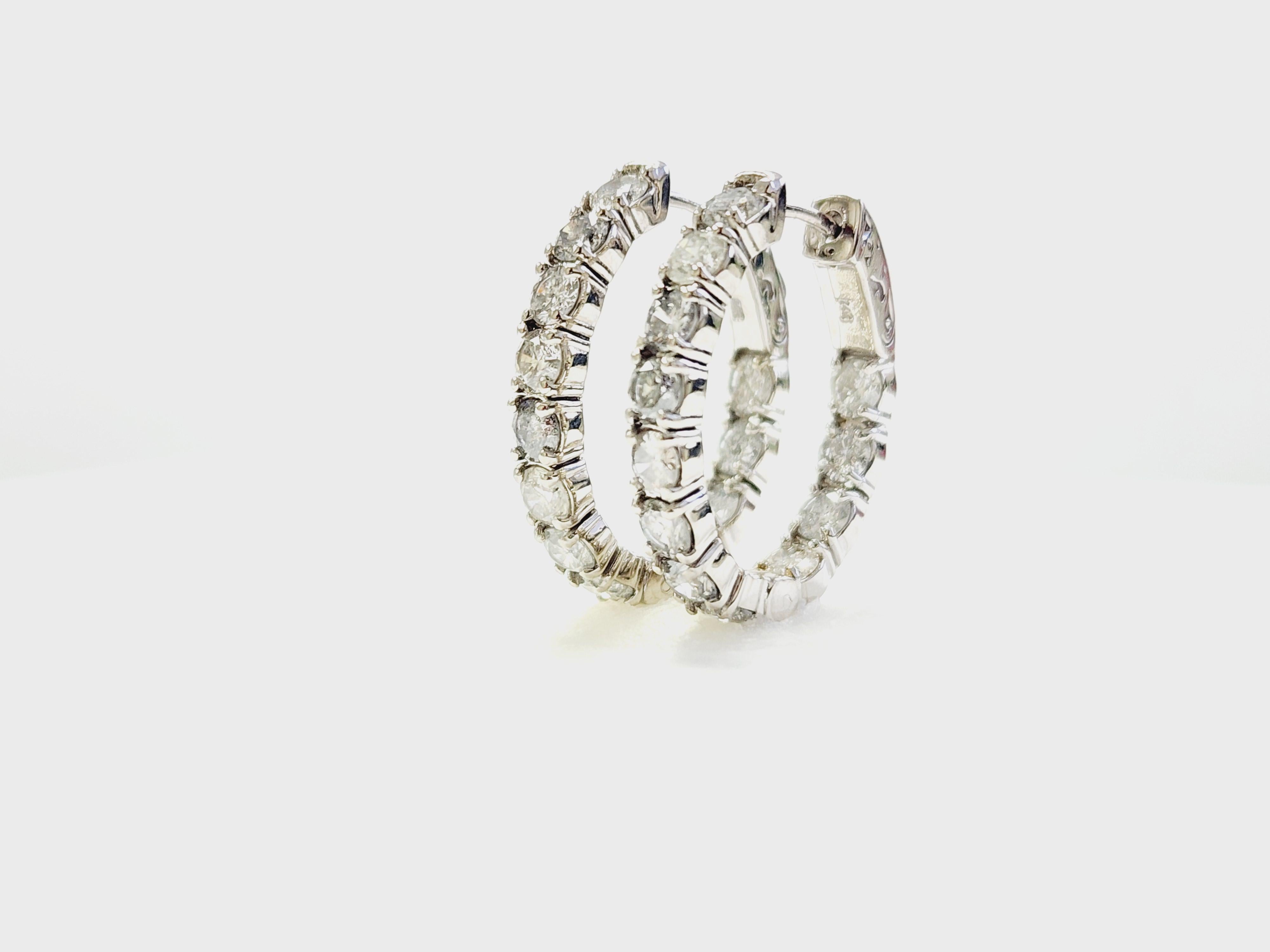 De las mujeres Pendientes Aros Ovalados Diamante Natural 3 Quilates Oro Blanco 14 Kilates en venta