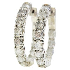 3 Carat Natural Diamond Oval Hoops Earrings 14 Karat White Gold