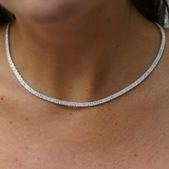 3 Carat Diamond Pave Halo Box Platinum Chain Tennis Necklace