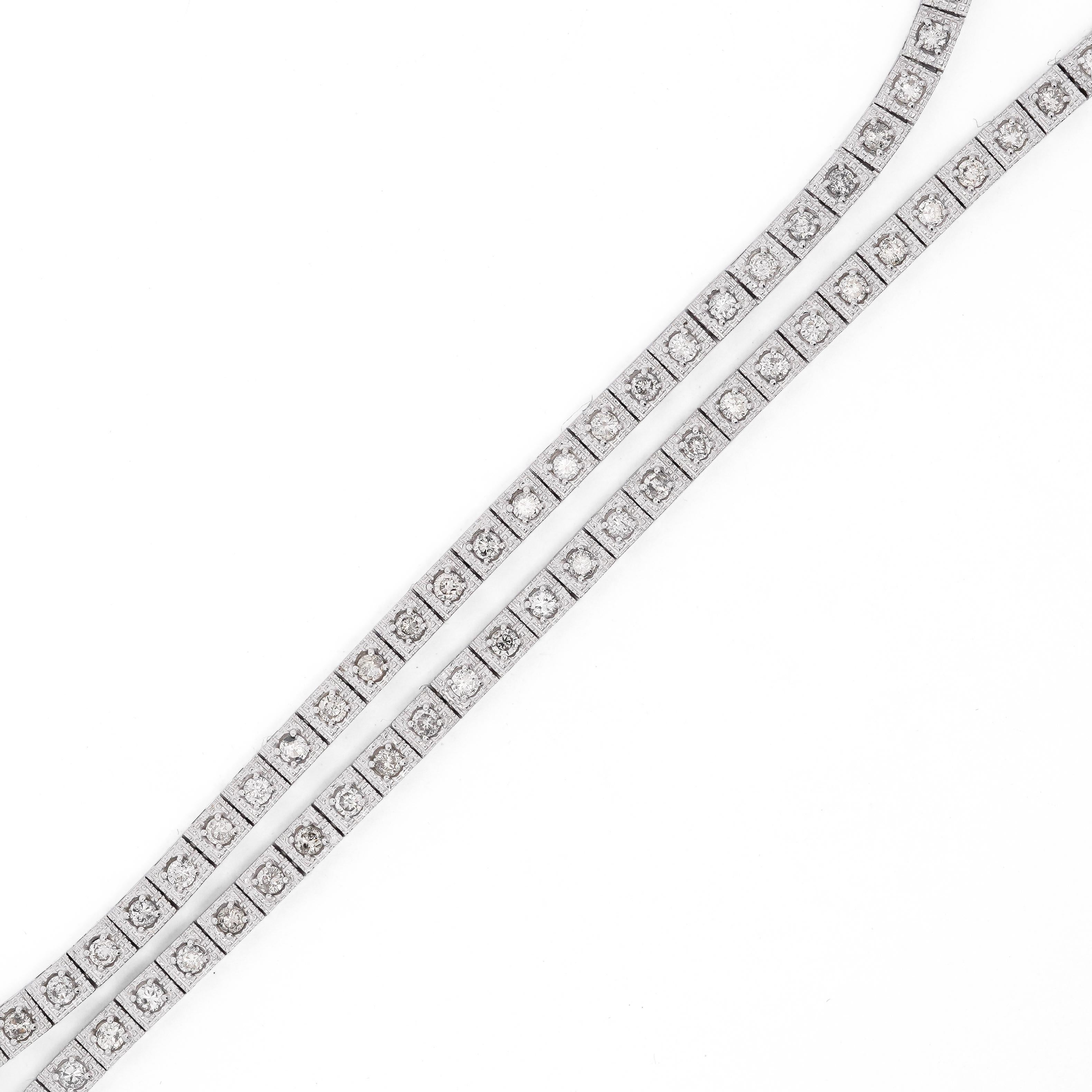 Moderne Collier de tennis avec chaîne en platine et pavé de diamants de 3 carats en vente