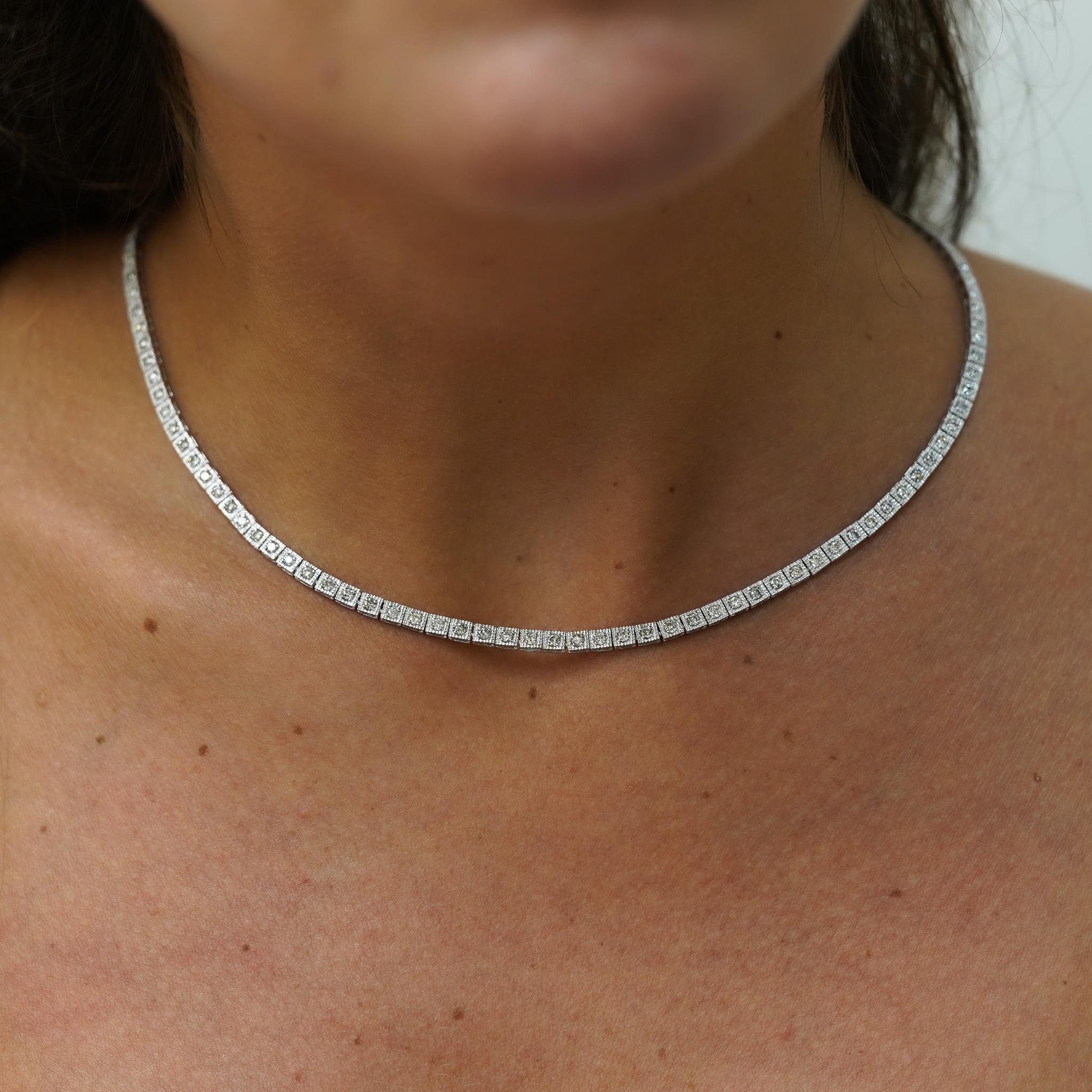 Collier de tennis avec chaîne en platine et pavé de diamants de 3 carats Excellent état - En vente à Miami, FL