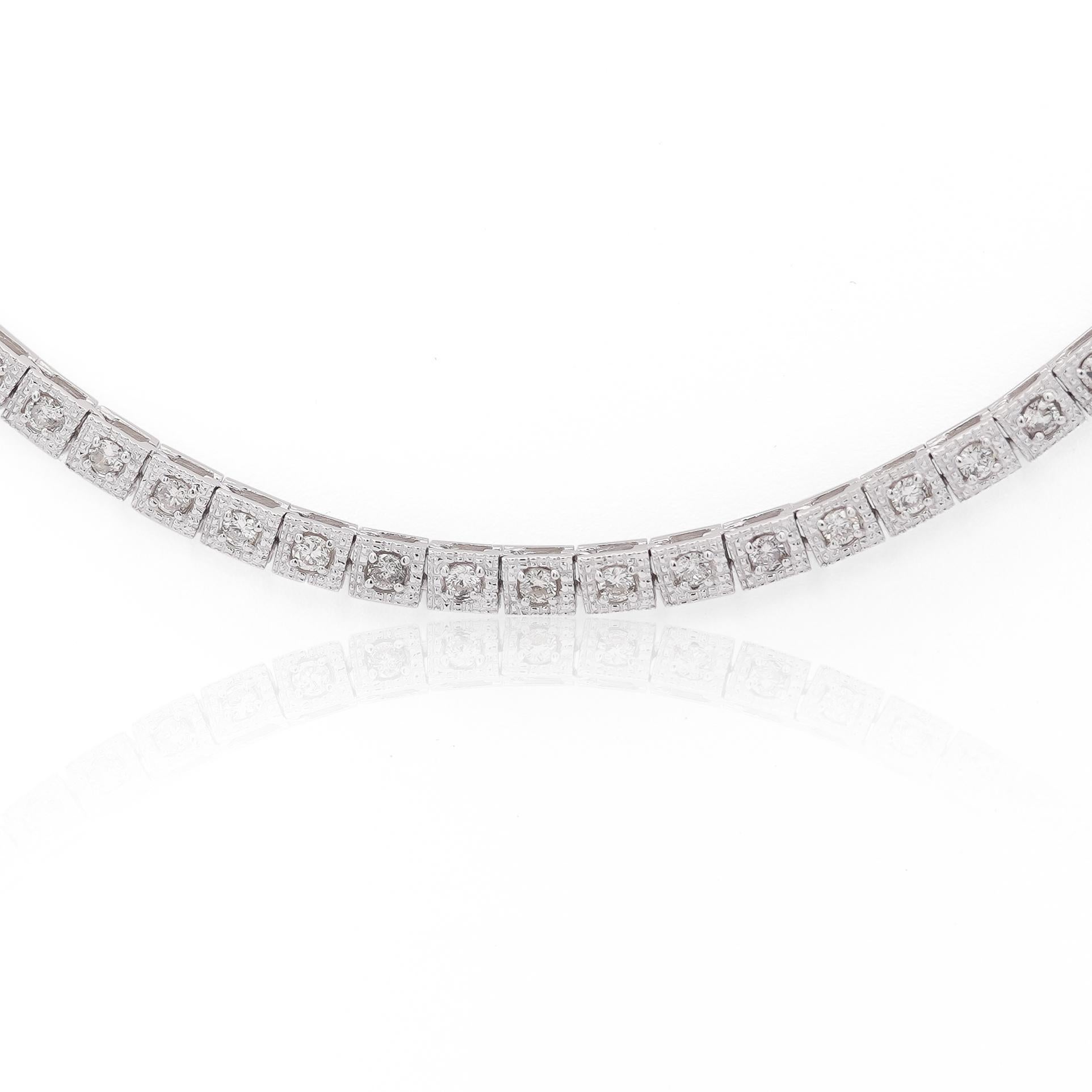 Collier de tennis avec chaîne en platine et pavé de diamants de 3 carats en vente 1