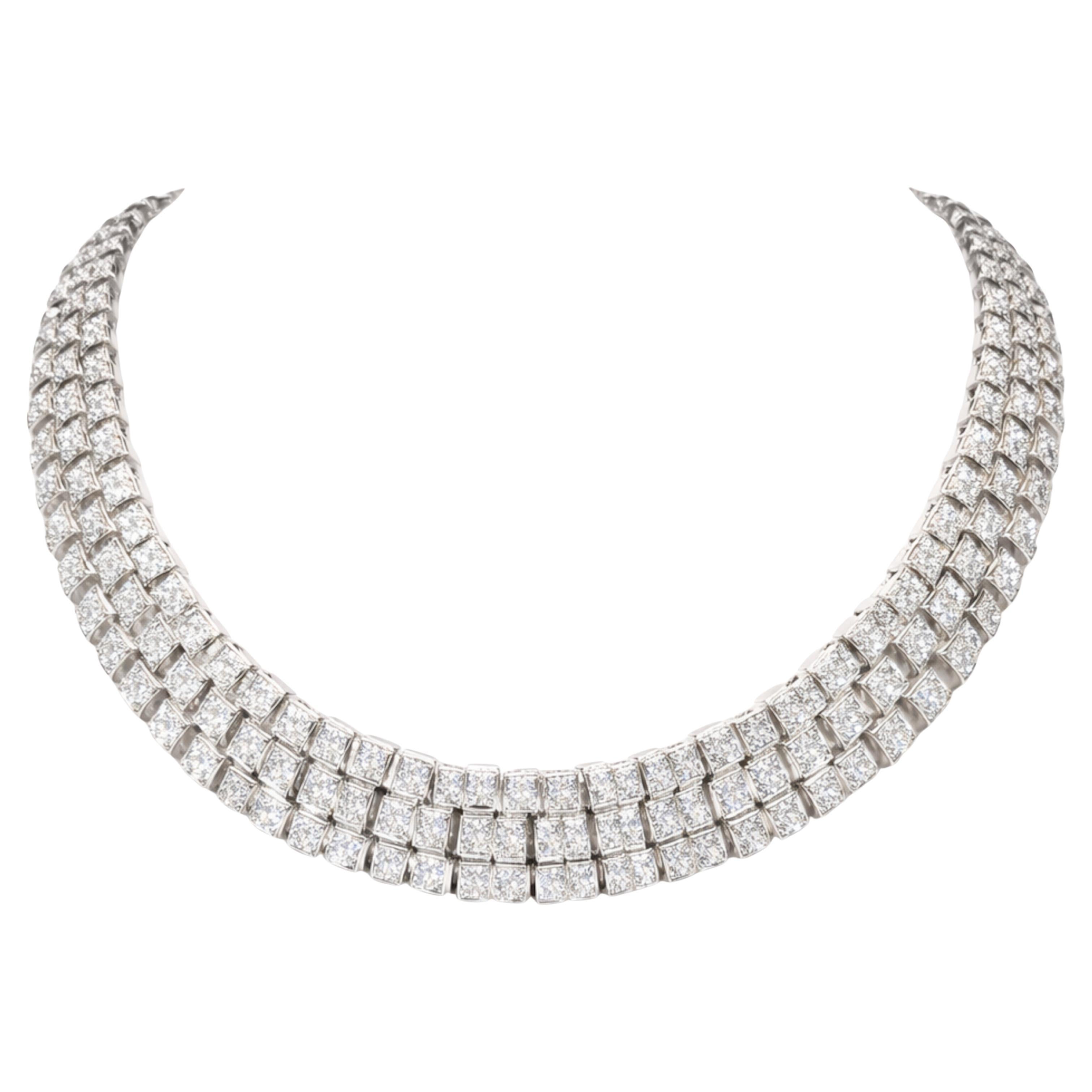 Collar Pavé de Diamantes 3 Quilates - Oro Blanco 18K en venta