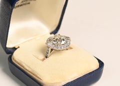 3 Carat Diamond Ring. Old European Cut Diamond Halo Engagement Ring K VS2
