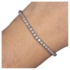 3 Carat Diamond Round Brilliant Cut Diamond Bezel 14k White Gold Tennis Bracele