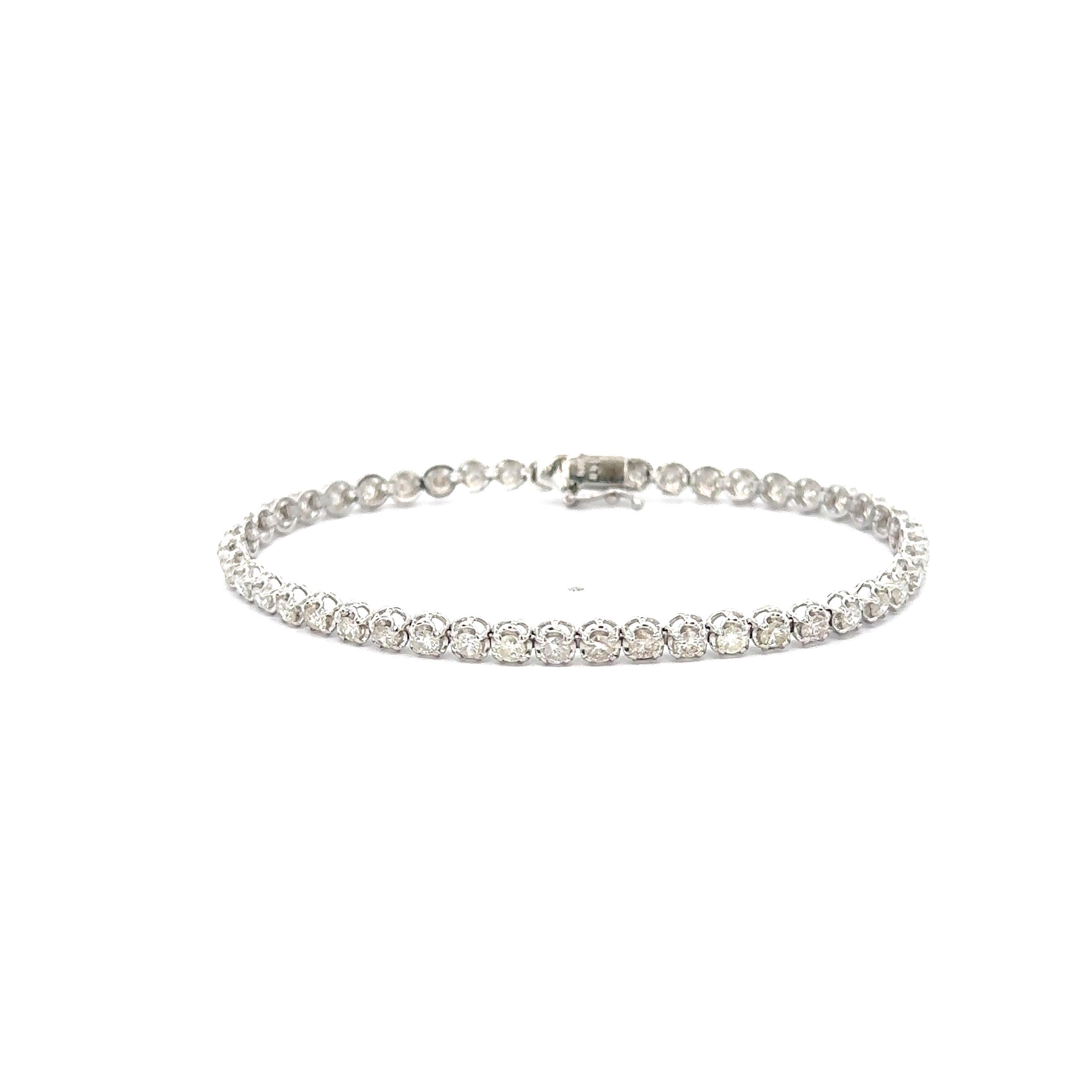 Modern 3 Carat Diamond Tennis 4-Prong Bracelet in Platinum 4MM 7