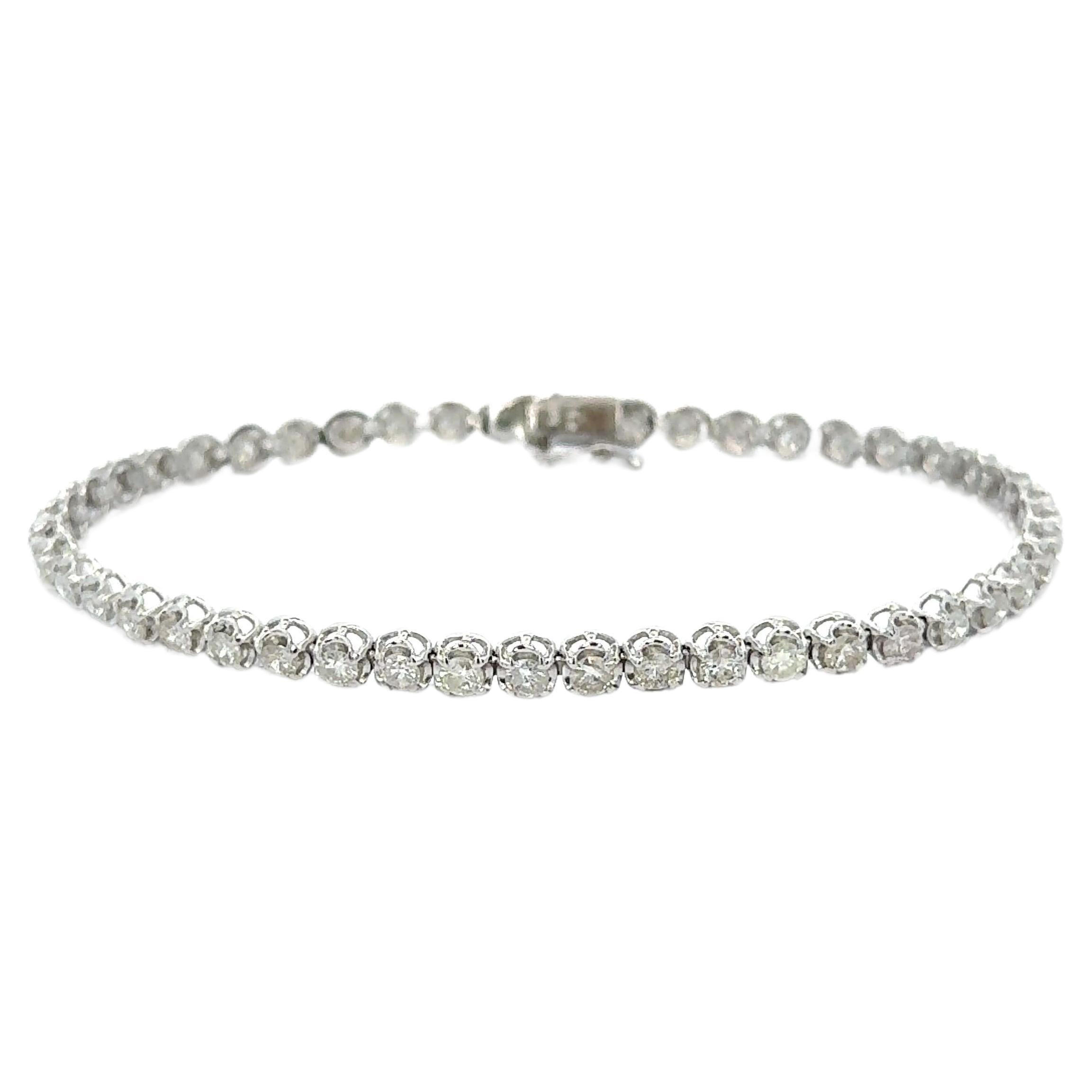 3 Carat Diamond Tennis 4-Prong Bracelet in Platinum 4MM 7" For Sale