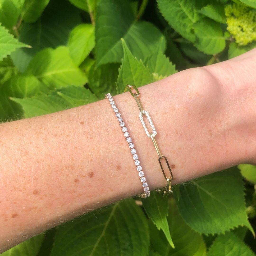 Pulsera de tenis con diamantes de 3 quilates, oro rosa, diamantes GH SI1 Corte redondo en venta