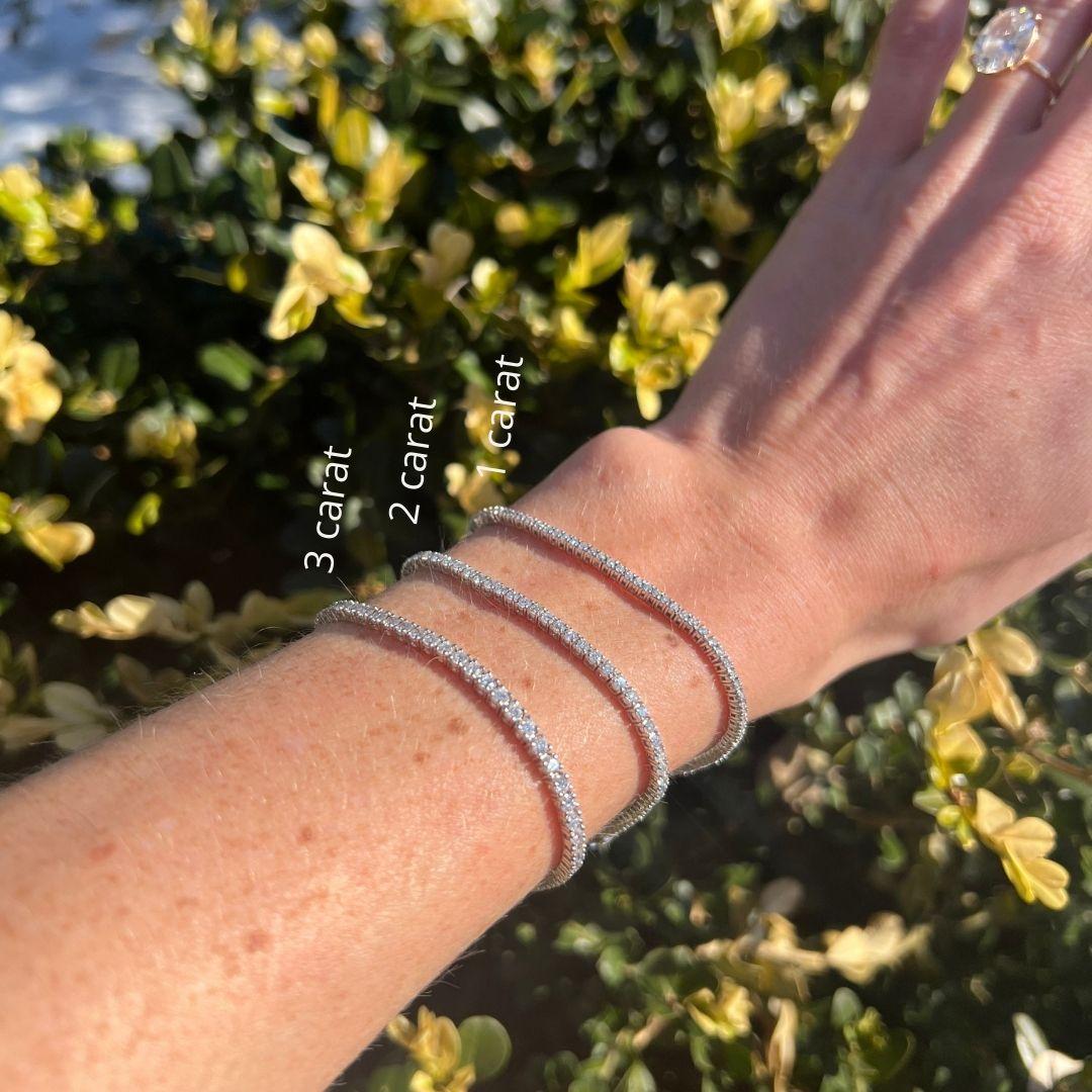 Pulsera de tenis con diamantes de 3 quilates, oro rosa, diamantes GH SI1 en venta 1