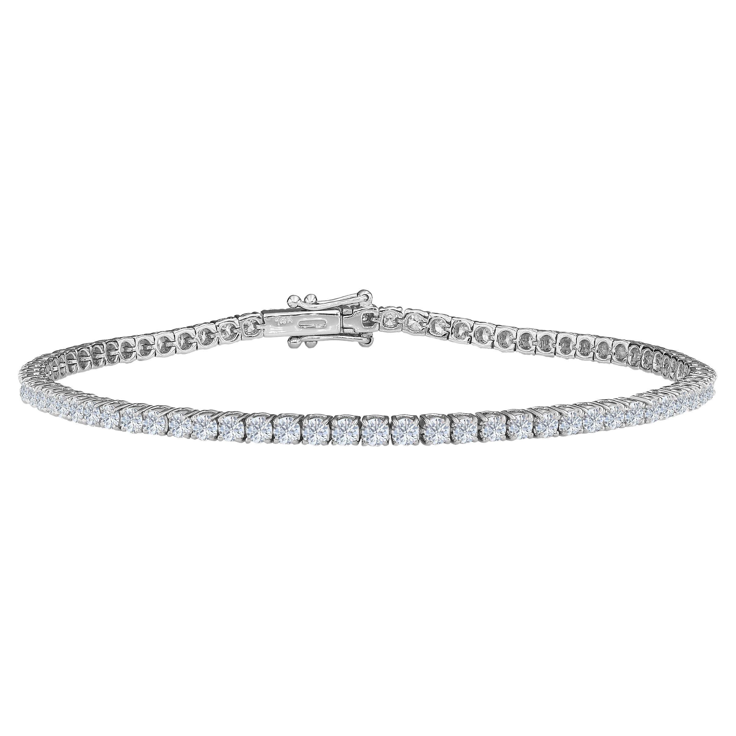 Bracelet tennis en or blanc avec diamants de 3 carats GH SI1