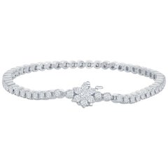 Bracelet tennis en diamants de 3 carats avec fermoir à fleurs 
