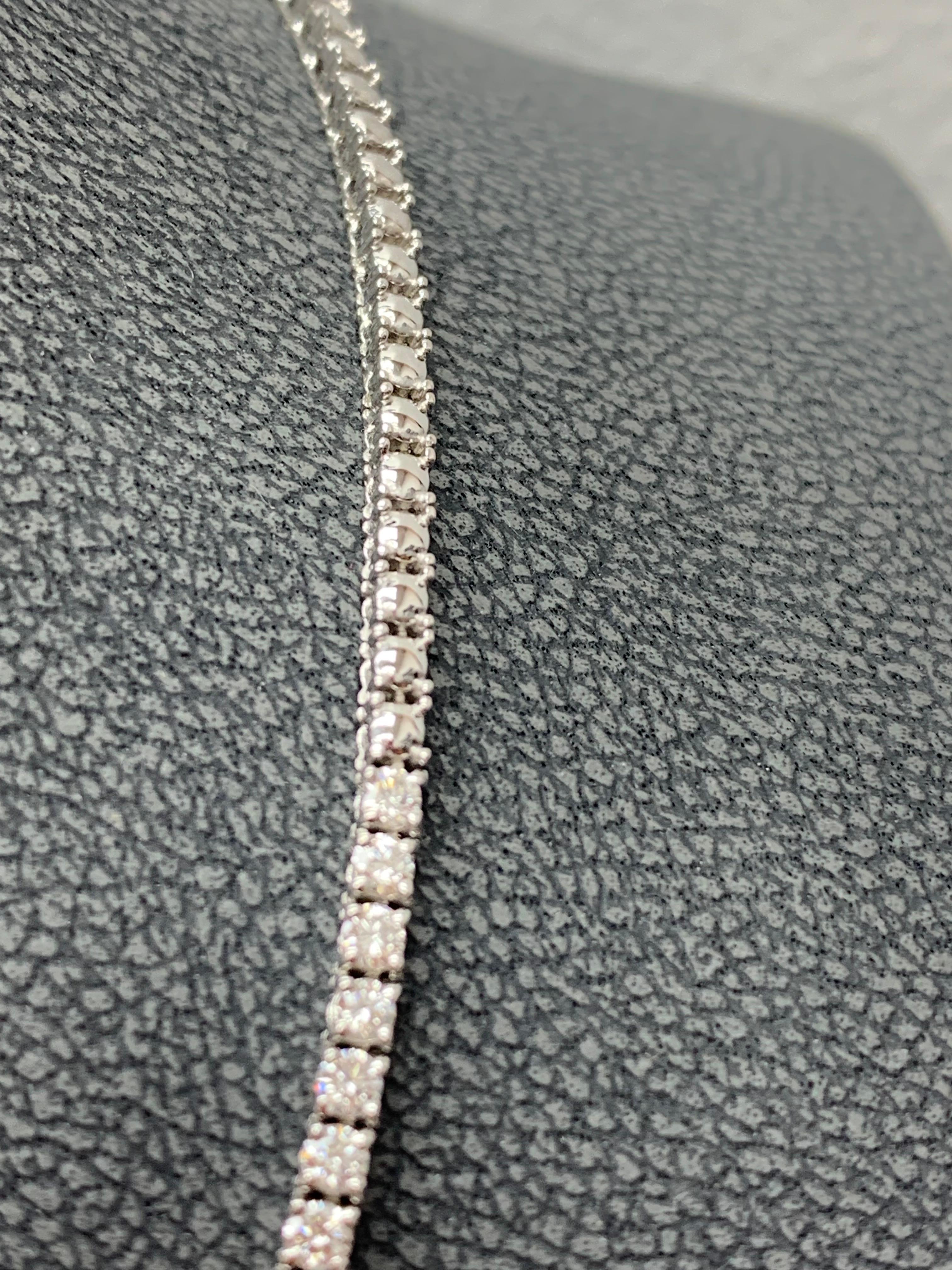 Brilliant Cut 3 Carat Diamond Tennis Necklace in 14K White Gold For Sale