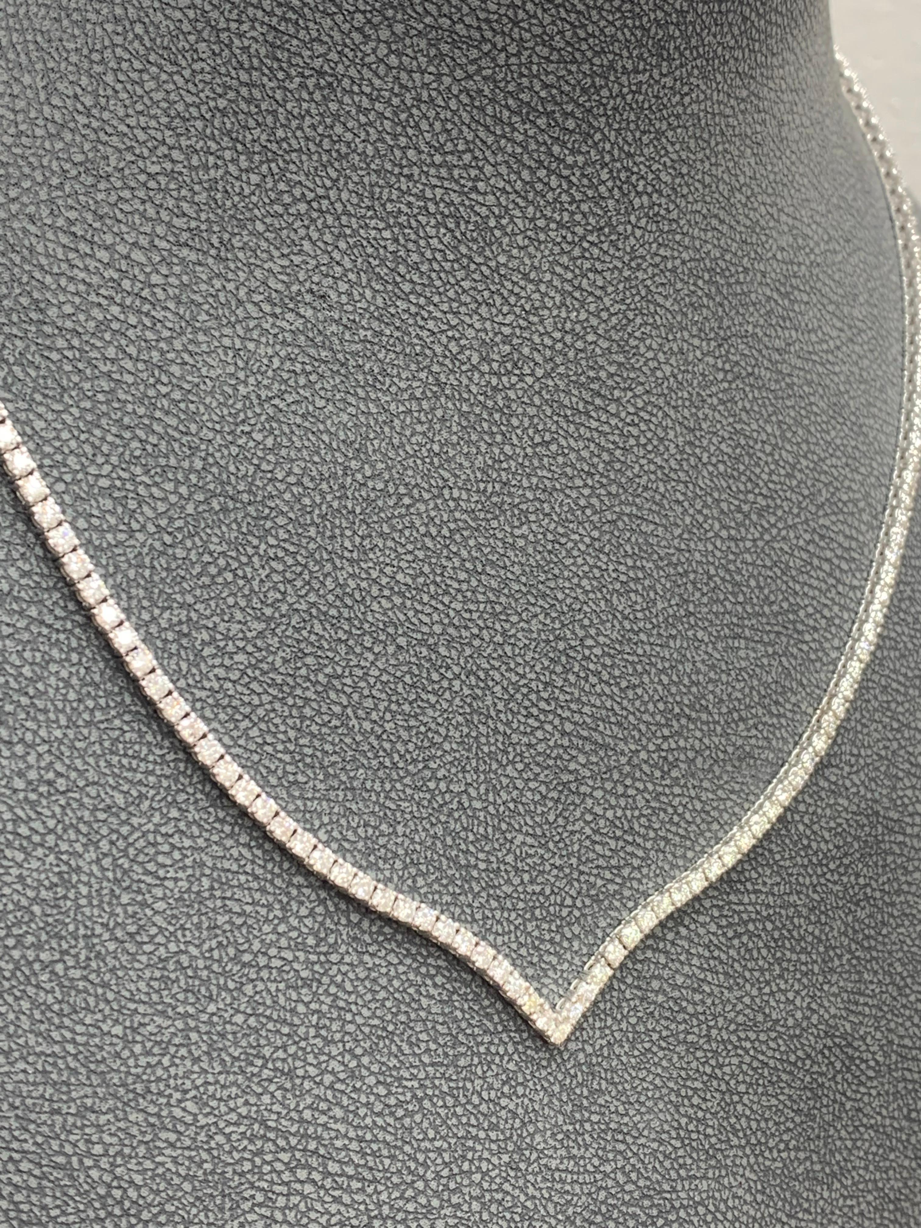 3 Carat Diamond Tennis Necklace in 14K White Gold For Sale 2