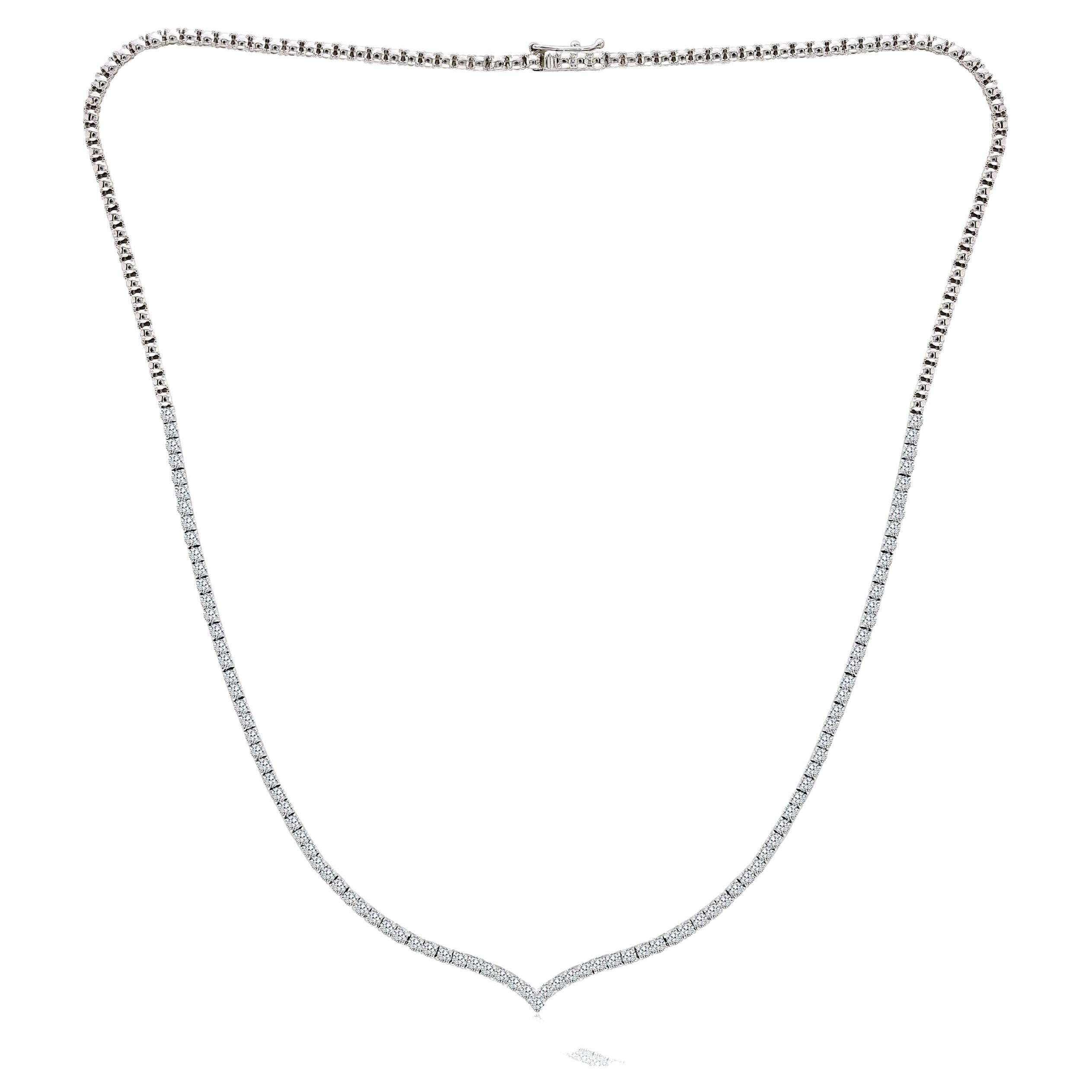 3 Carat Diamond Tennis Necklace in 14K White Gold For Sale