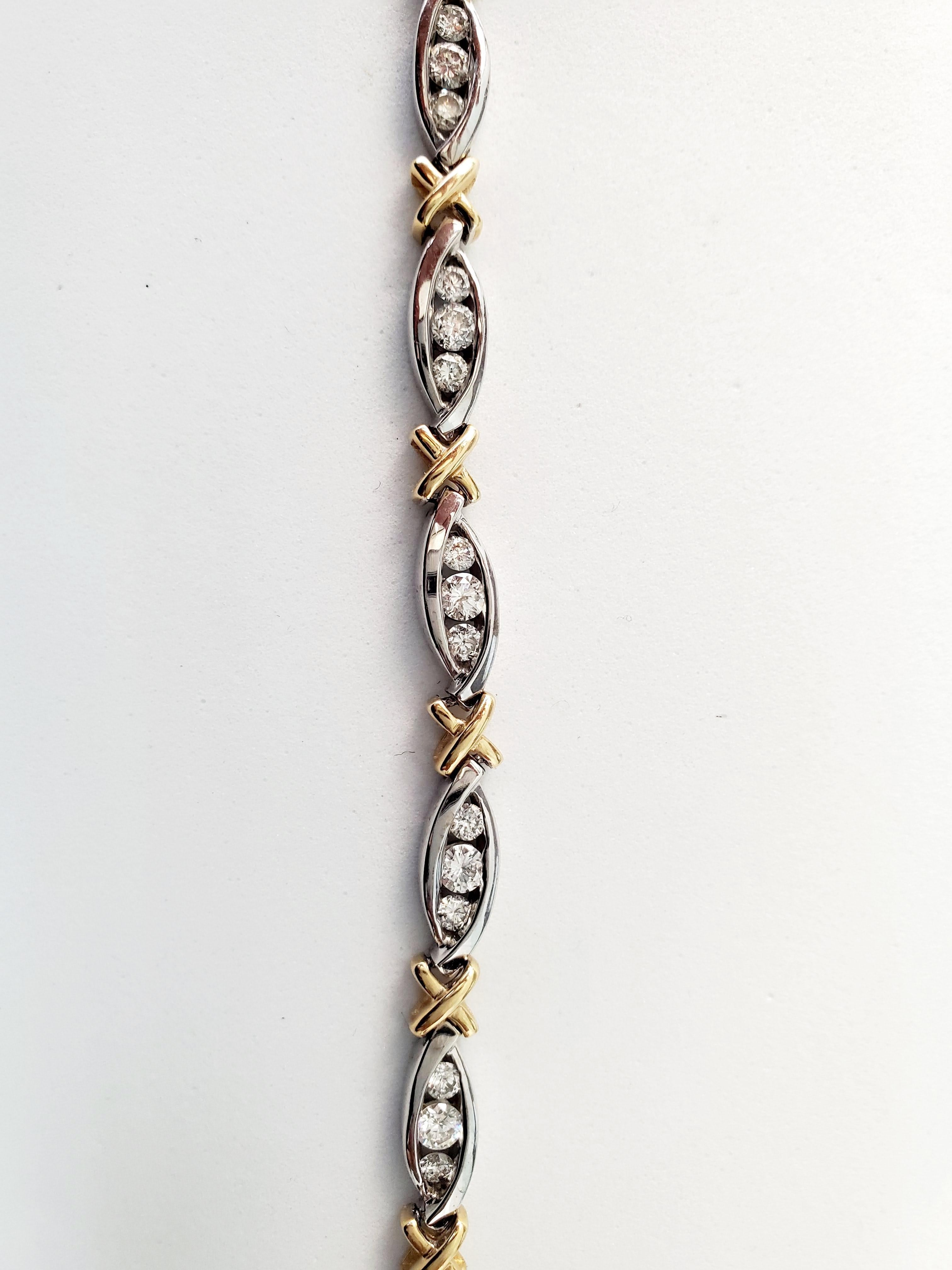 Round Cut 3 Carat Diamond 'X' Tennis Bracelet For Sale