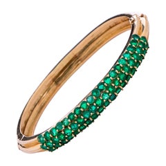 3 Carat Emerald and 18 Karat Gold Bangle Bracelet