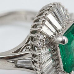 3 Carat Emerald and 2 Carat Diamond Platinum Cocktail Ring