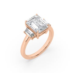 3 Carat Emerald Cut Diamond Bezel Set Engagement Ring Rose Gold