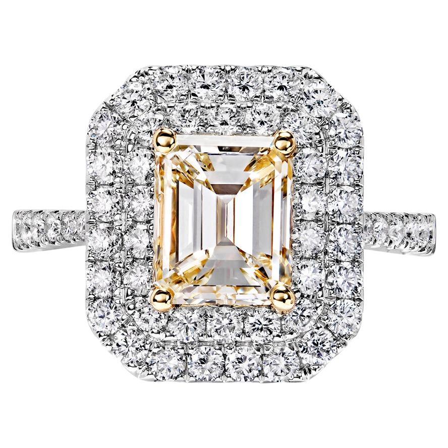 3 Carat Emerald Cut Diamond Engagement GIA Certified  Ring F SI1 For Sale