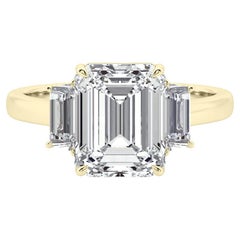 3 Carat Emerald Cut Diamond Engagement Ring 14k Yellow Gold