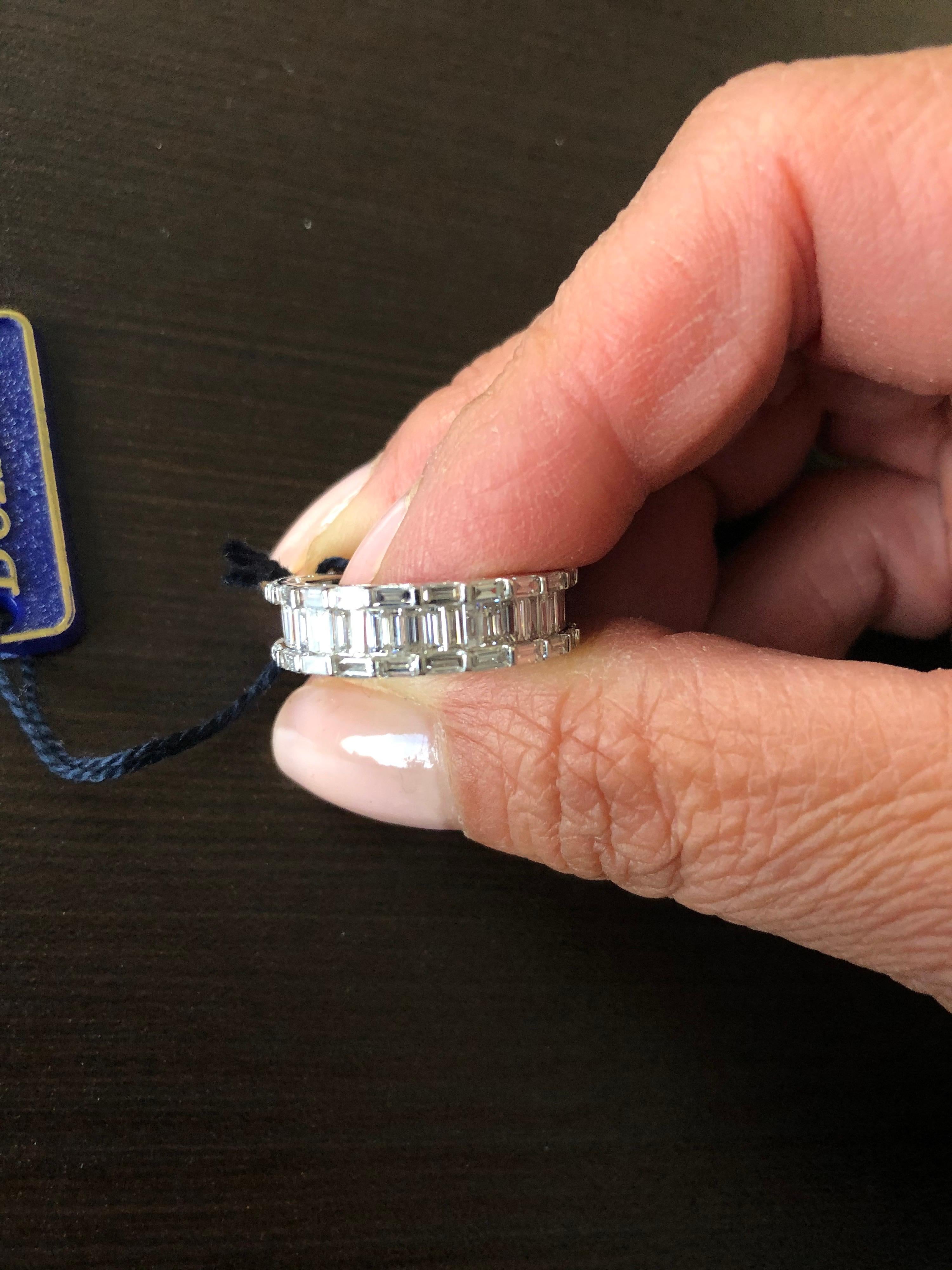 3 Carat Emerald Cut Diamond Eternity Ring In New Condition For Sale In Great Neck, NY