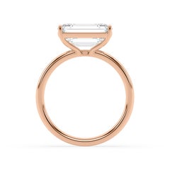 3 Carat Emerald Cut Diamond East to West Engagement Ring in 14k Rose Gold