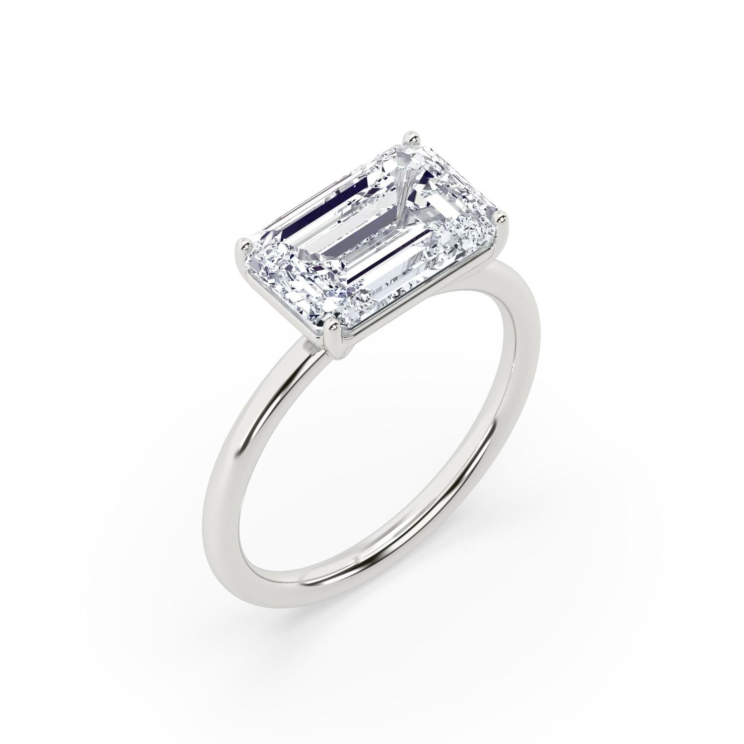 east west emerald cut diamond engagement ring