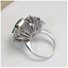 3 Carati Smeraldo Colombiano Diamante Anello di Fidanzamento Oro Bianco Cocktail