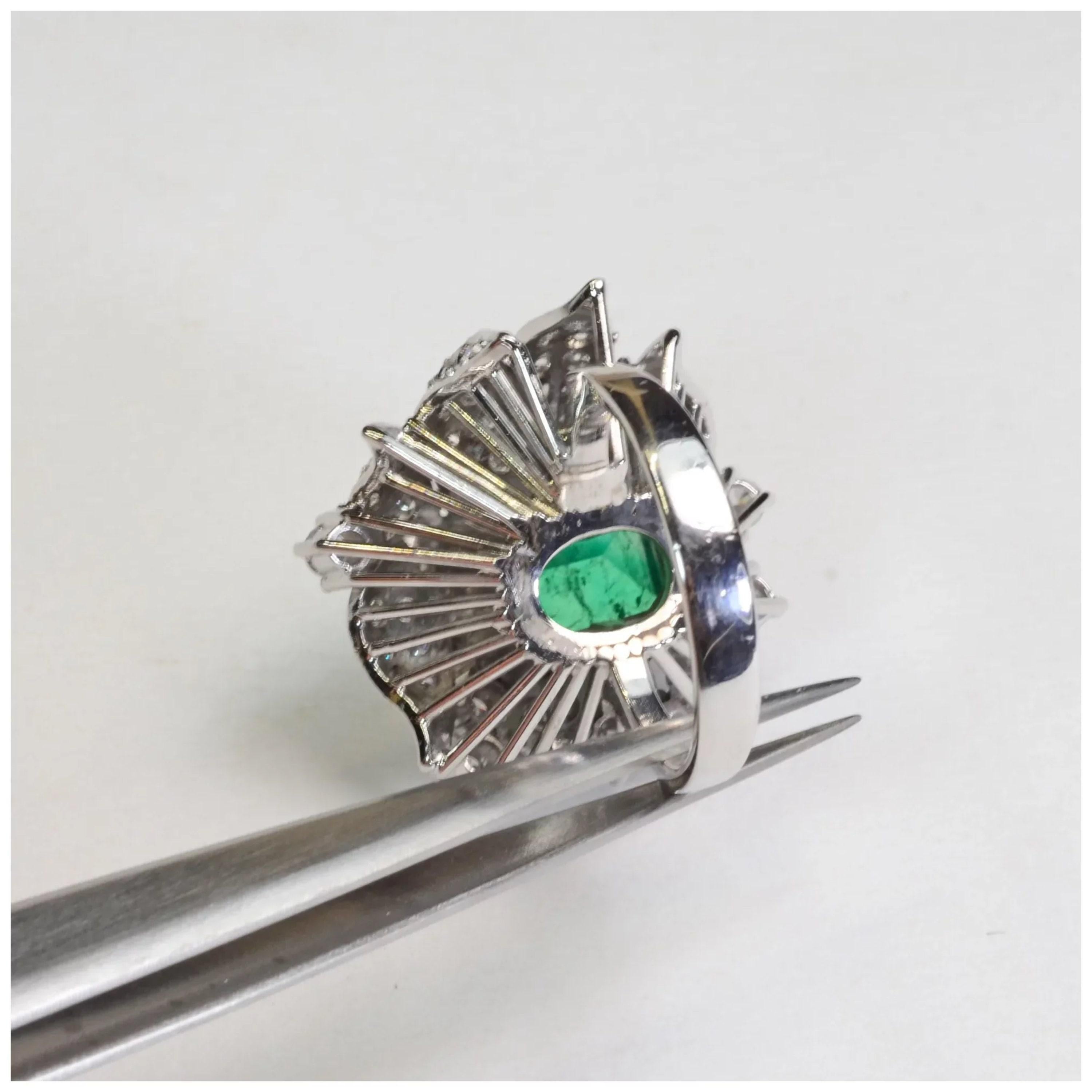 For Sale:  3 Carat Colombian Emerald Diamond Engagement Wedding Ring White Gold Cocktail  3