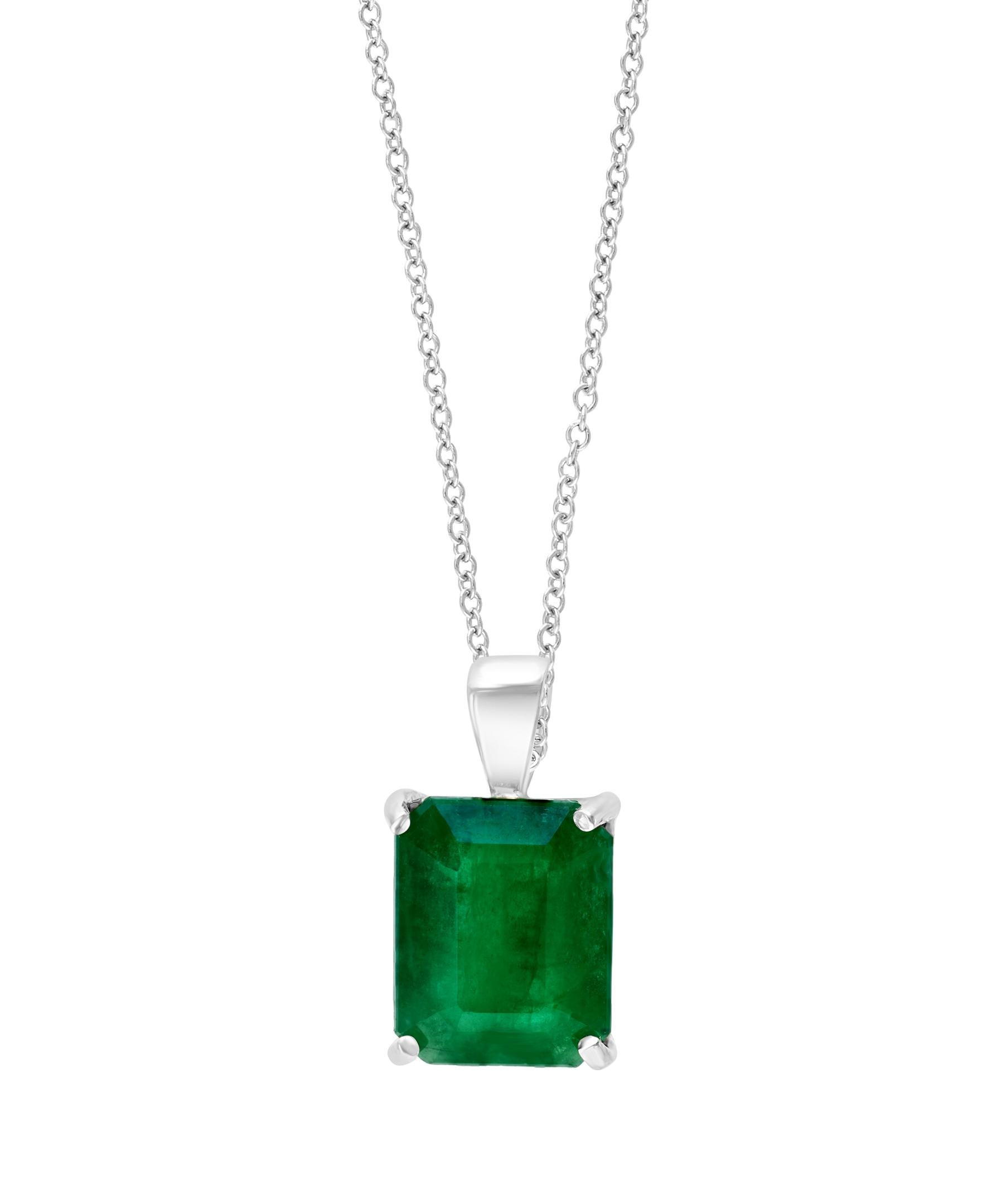 3 Carat Emerald Cut Emerald Pendant or 