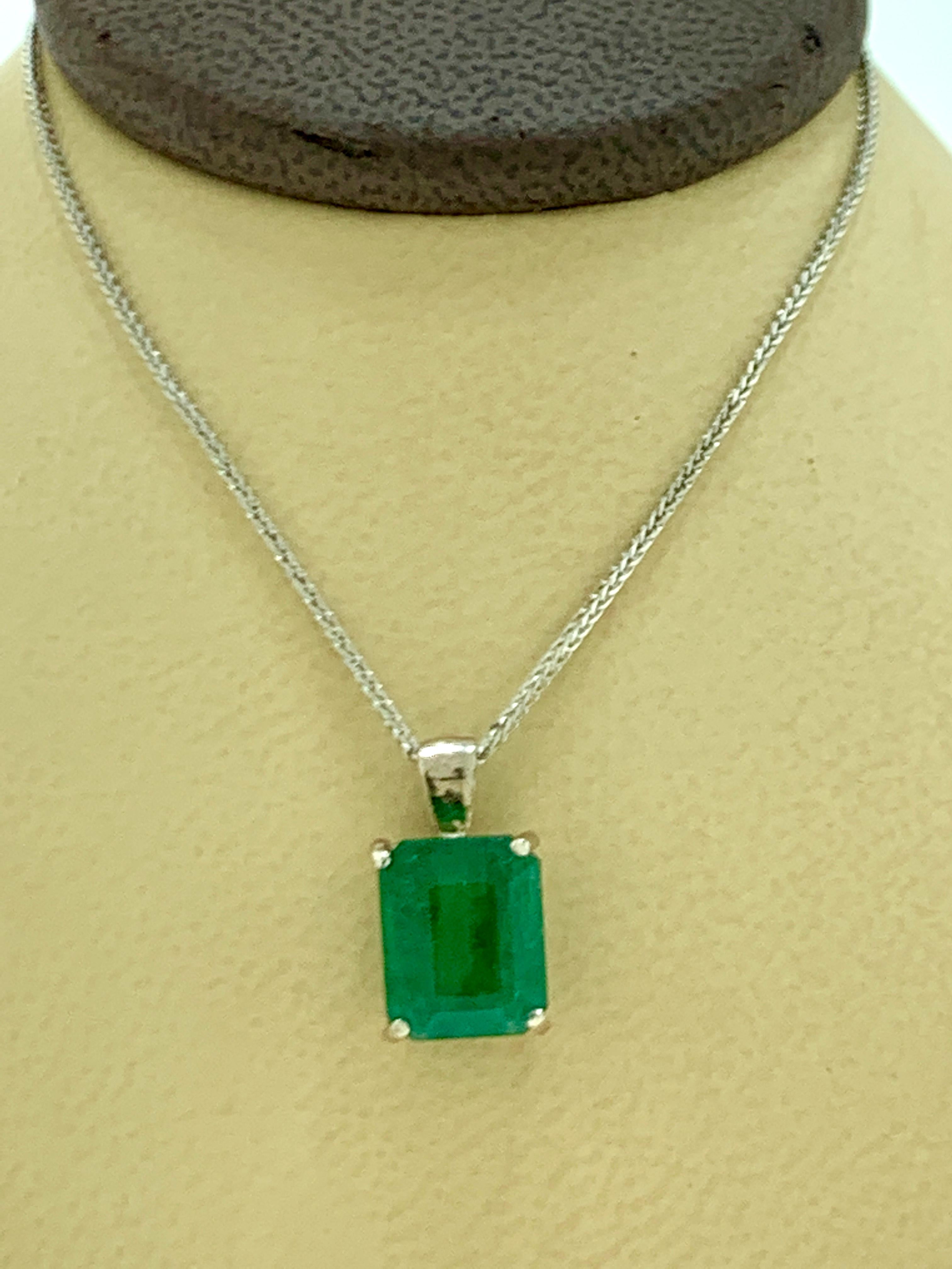 3 Carat Emerald Cut Emerald Pendant or 
