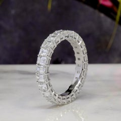 3 Carat Emerald Cut Eternity Band Shared Prong Design F-G Color VS1 Clarity 18k