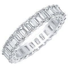 3 ctw eternity band 3 Carat Emerald Cut Eternity Band Shared Prong Design F-G Color VS1 Clarity 18k